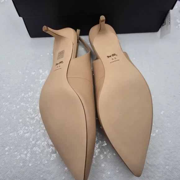 Coach Jillian Classic Slingback Closed Toe Low Heel Neutral Women's 9.5